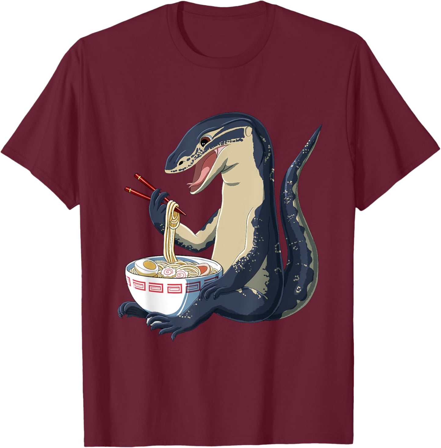 Funny Japanese Anime Ramen Noodles Waran Komodowaran T-Shirt - T-Shirt | Maroon