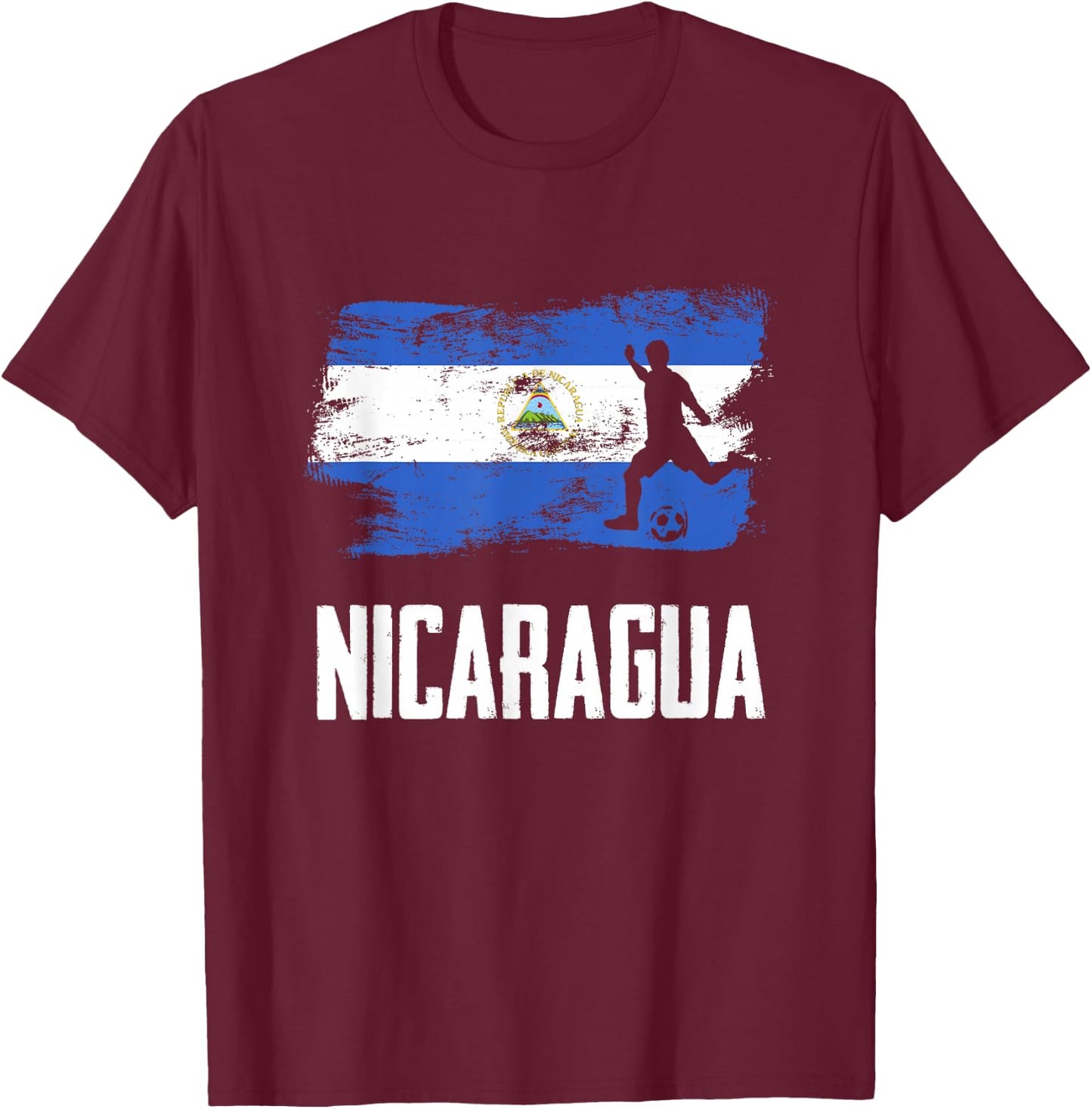 Nicaragua Flag Jersey Nicaraguan Soccer Team Nicaraguan T-Shirt - T-Shirt | Maroon