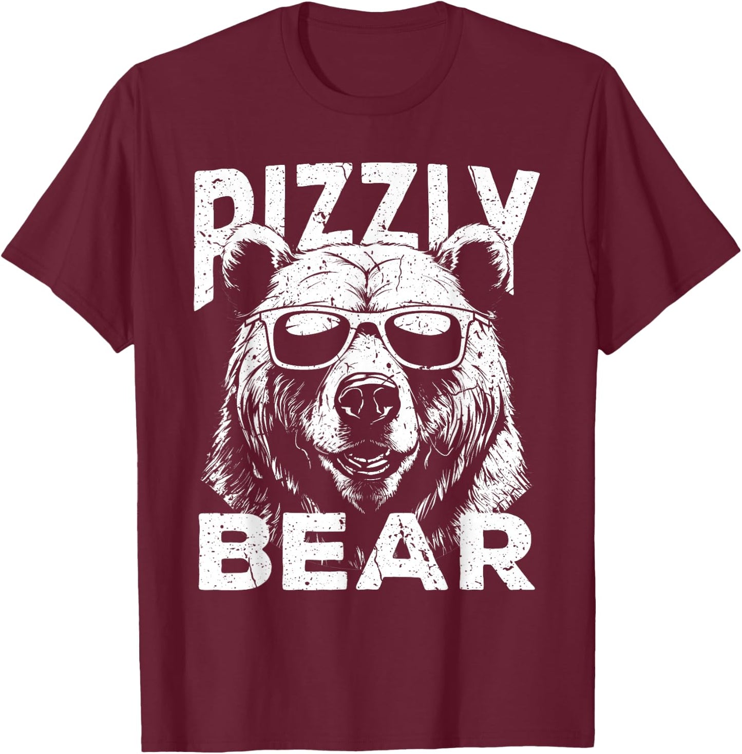 Rizzly Bear Cool Bear Wearing Sunglasses Rizz Boys T-Shirt - T-Shirt | Maroon
