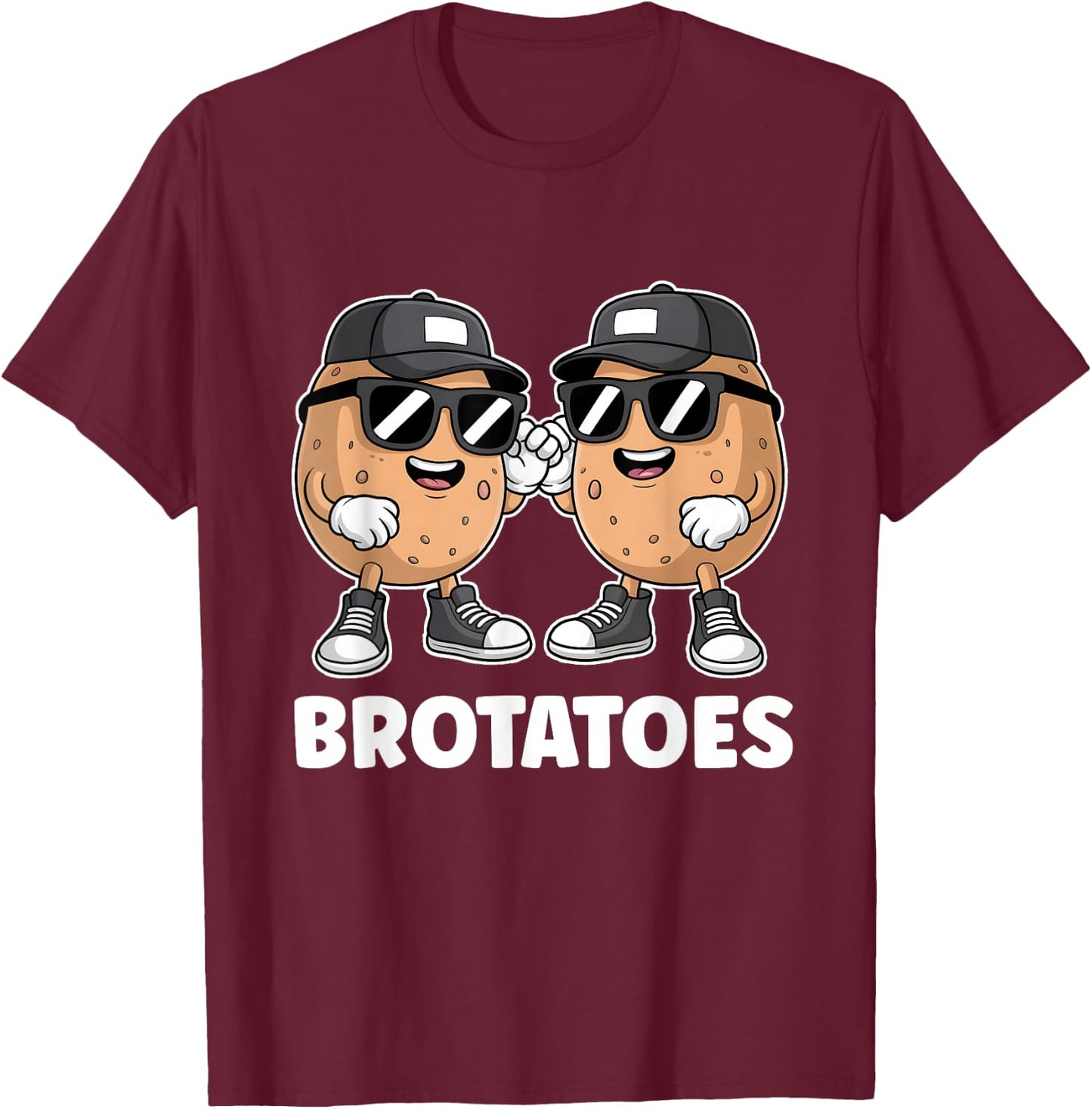 Best Friend Potato Pun Funny Matching Boys Bestie Brotatoes T-Shirt - T-Shirt | Maroon