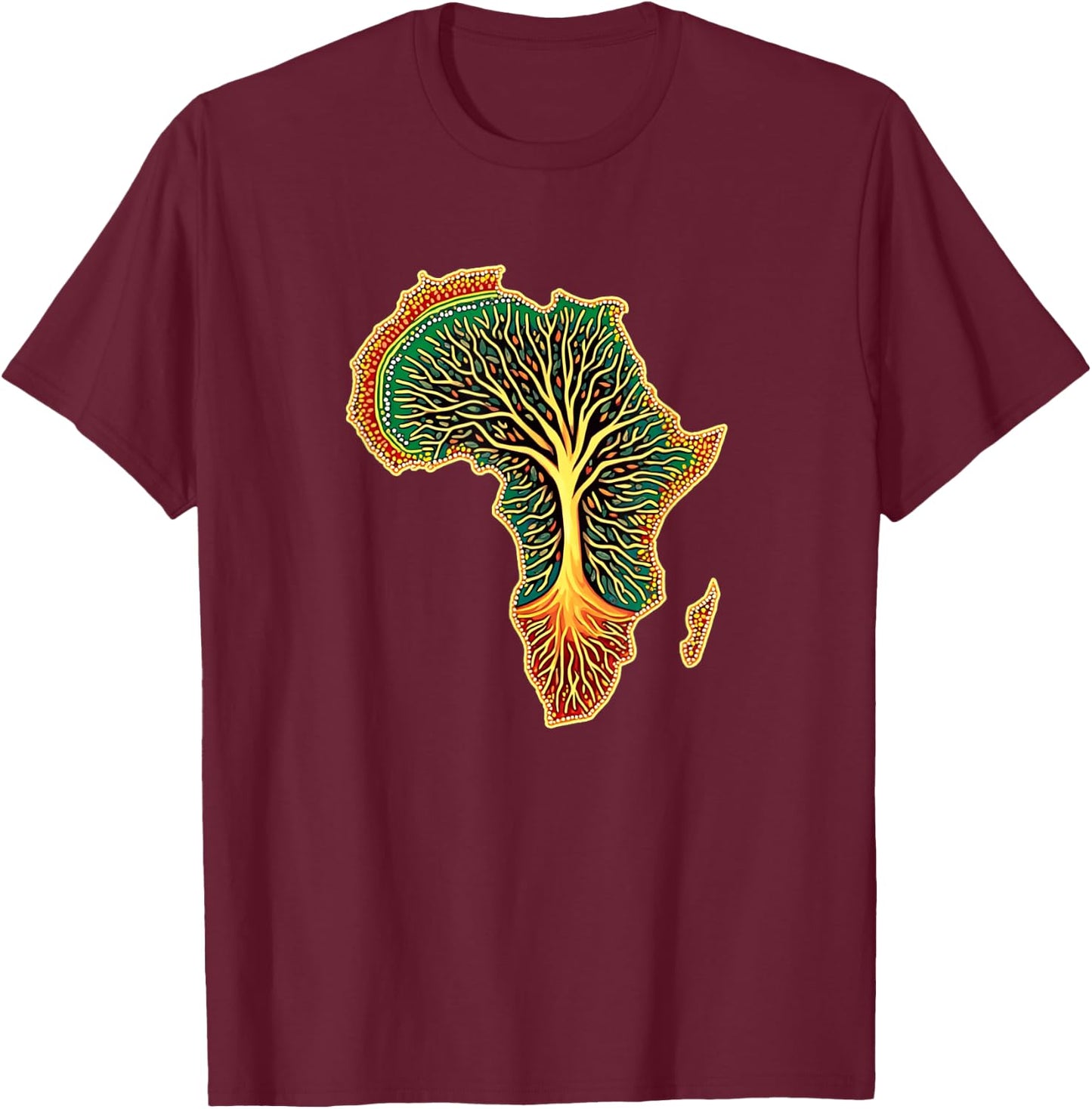 African Roots Africa Map Melanin Juneteenth T-Shirt - T-Shirt | Maroon