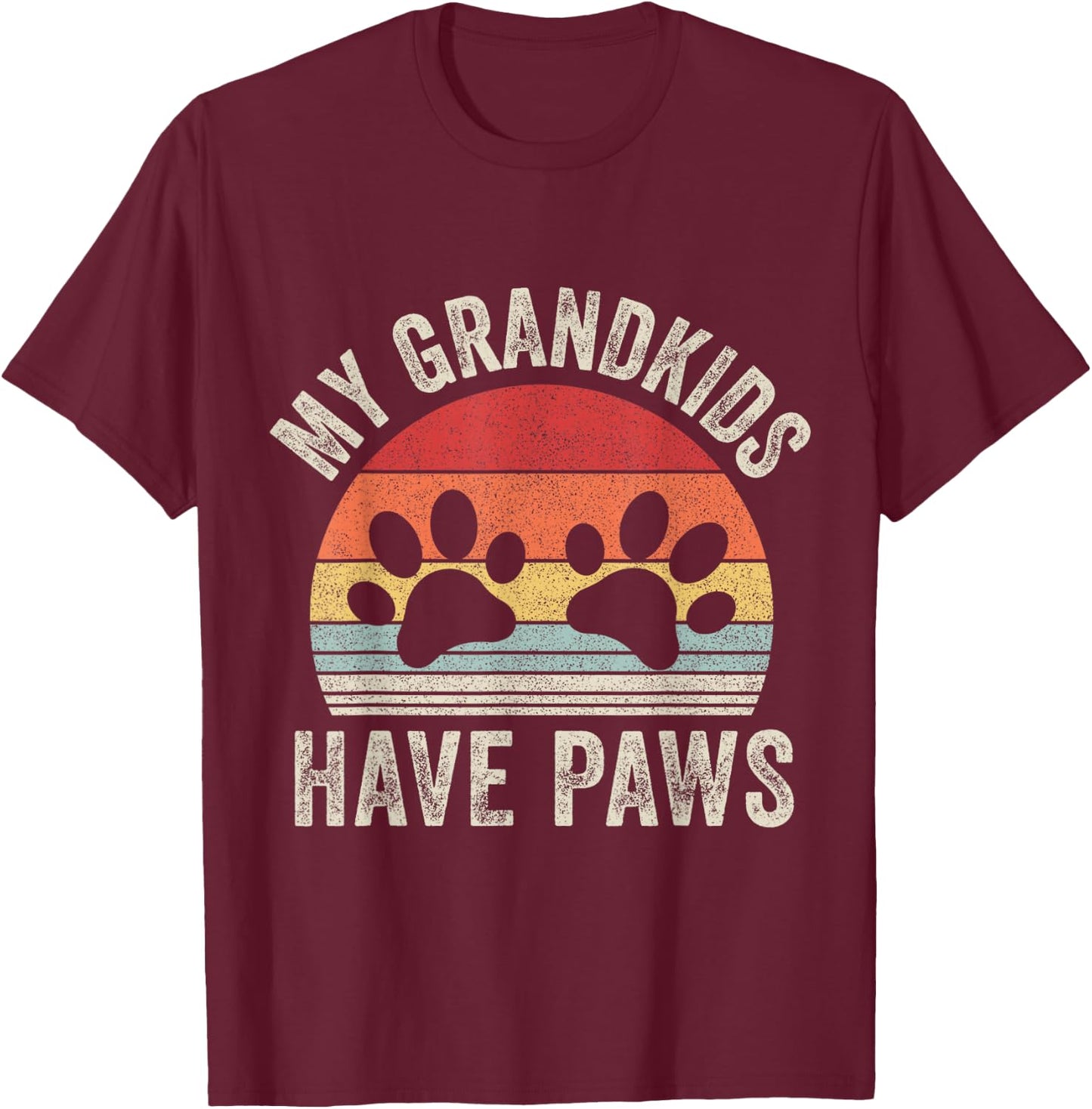 Vintage Retro My Grandkids Have Paws Dog Grandma T-Shirt - T-Shirt | Maroon