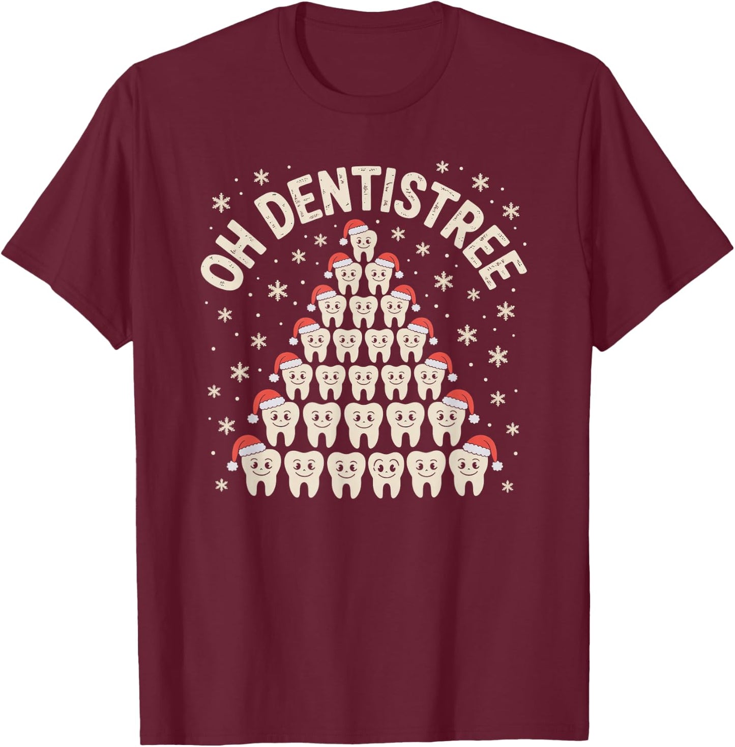 Christmas Dentist Tree Dental Oh Dentistree Tooth Tree T-Shirt - T-Shirt | Maroon