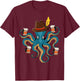 Funny Oktoberfest Octopus with Beer German Hat - Oktoberfest T-Shirt - T-Shirt | Maroon