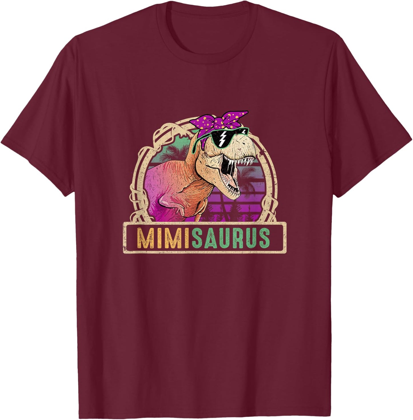 Mimi Saurus Mimisaurus T Rex Dinosaur Family Matching T-Shirt - T-Shirt | Maroon