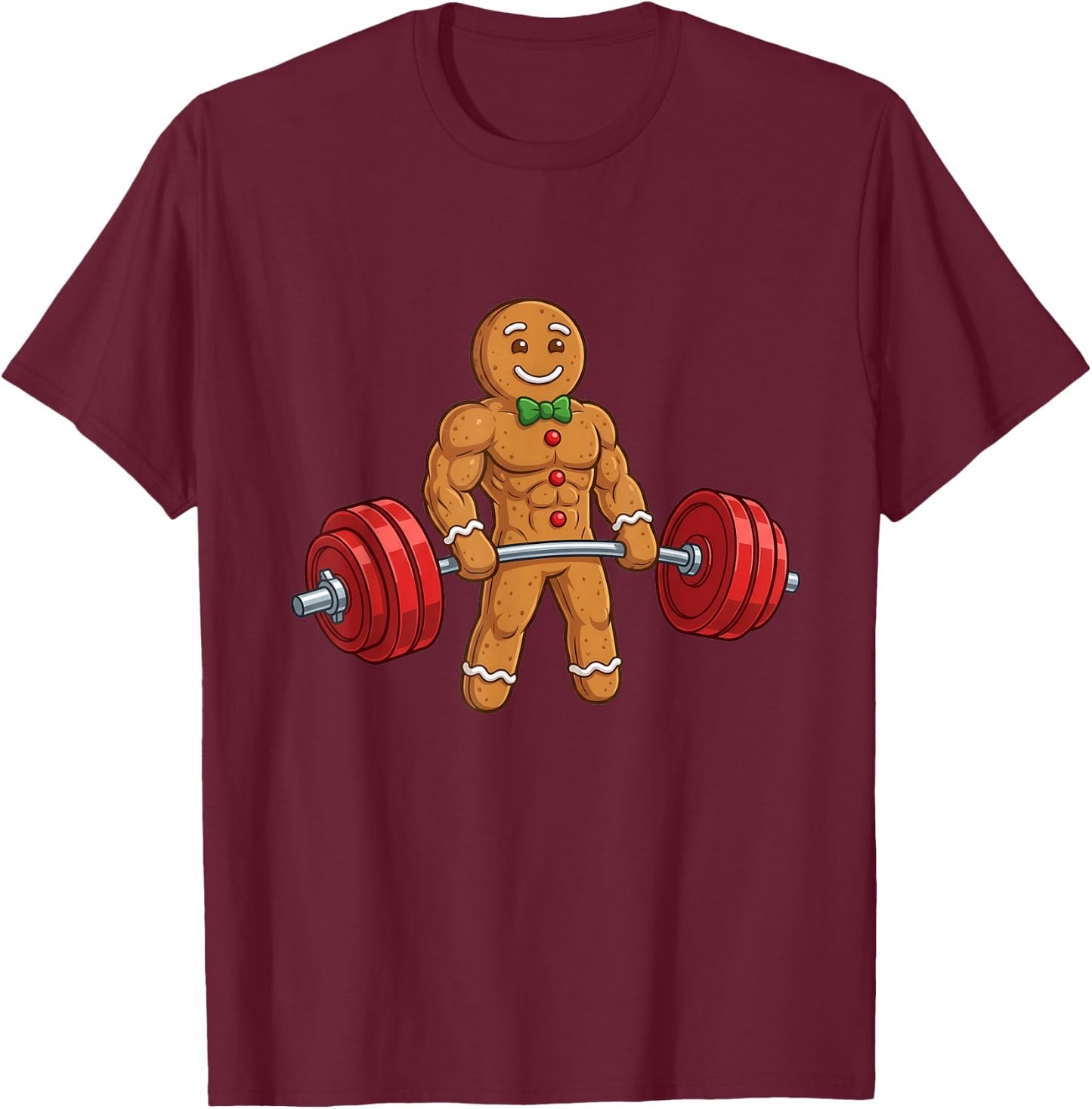 Funny Gingerbread Man Gym Bodybuilding Christmas T-Shirt - T-Shirt | Maroon