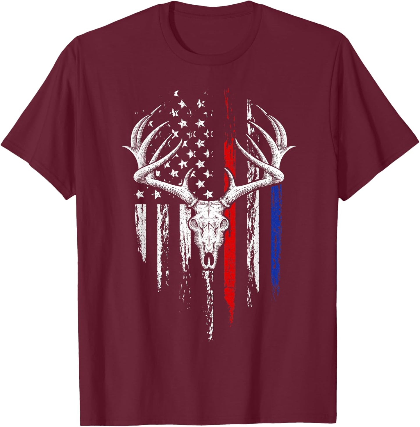 Bowhunting American Flag USA Bow Whitetail Deer Hunter Gift T-Shirt - T-Shirt | Maroon