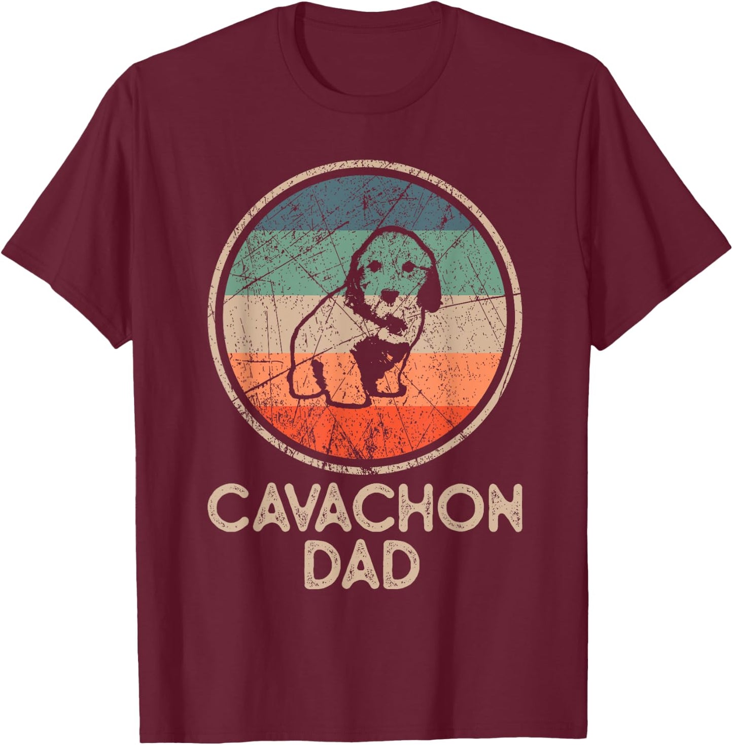 Cavachon Dog - Vintage Cavachon Dad T-Shirt - T-Shirt | Maroon