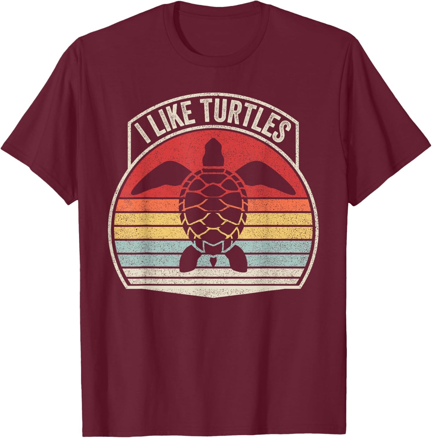 Catch Some Rays Retro Vintage I Like Turtles Funny - -Adult, Black, Small, Short Sleeve, Classic Fit, Cotton 80% Polyester 20% T-Shirt - T-Shirt | Maroon