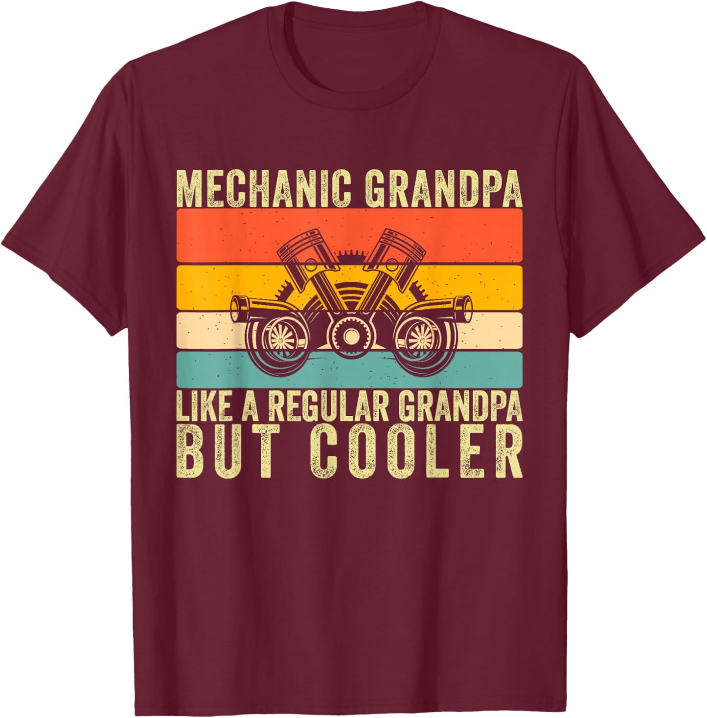 Mechanic Grandpa Design Father Day T-Shirt - T-Shirt | Maroon