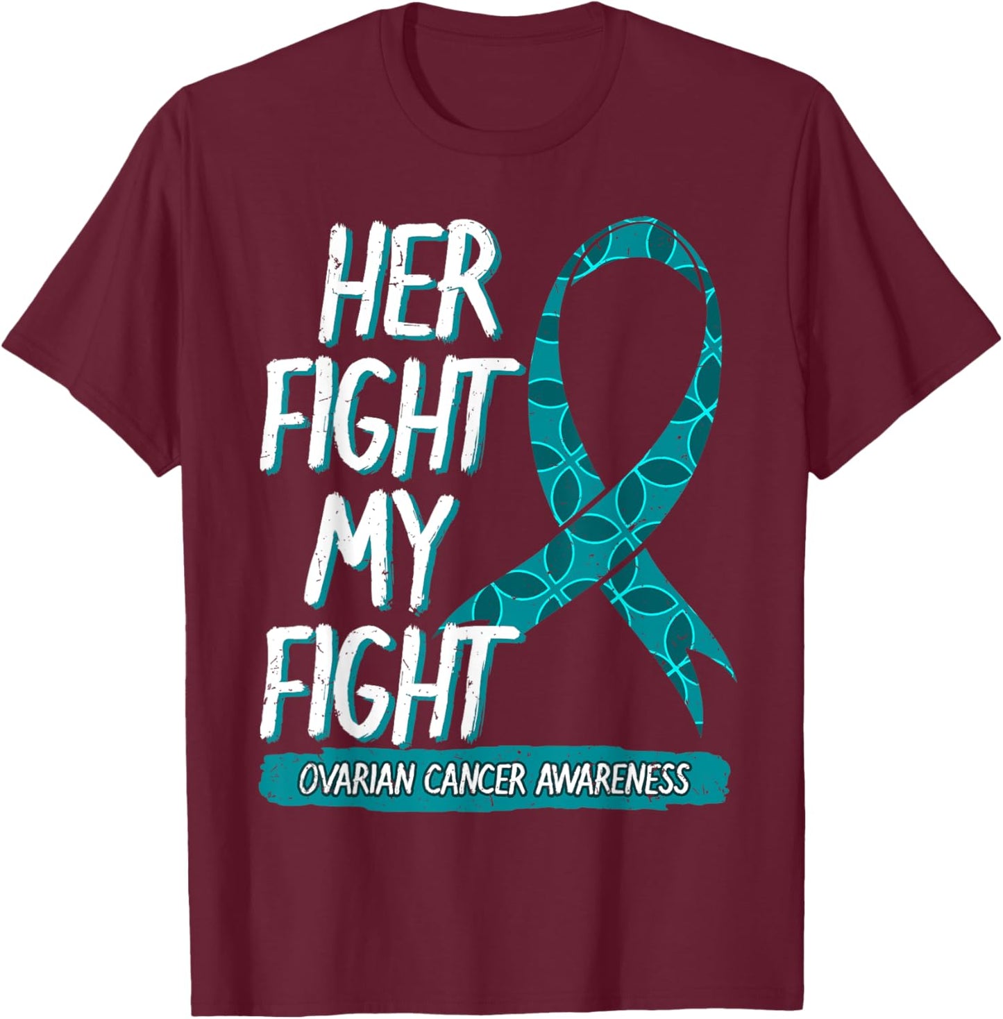 Ovarian Cancer Awareness Carcinoma Teal Ribbon Gynecology T-Shirt - T-Shirt | Maroon