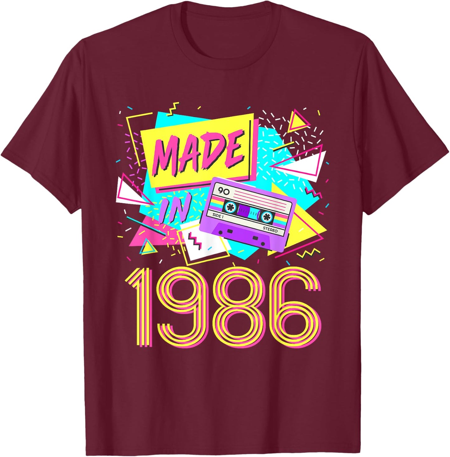 Made In 1986 36 Years Old Retro Vintage 80s 36th Birthday T-Shirt - T-Shirt | Maroon