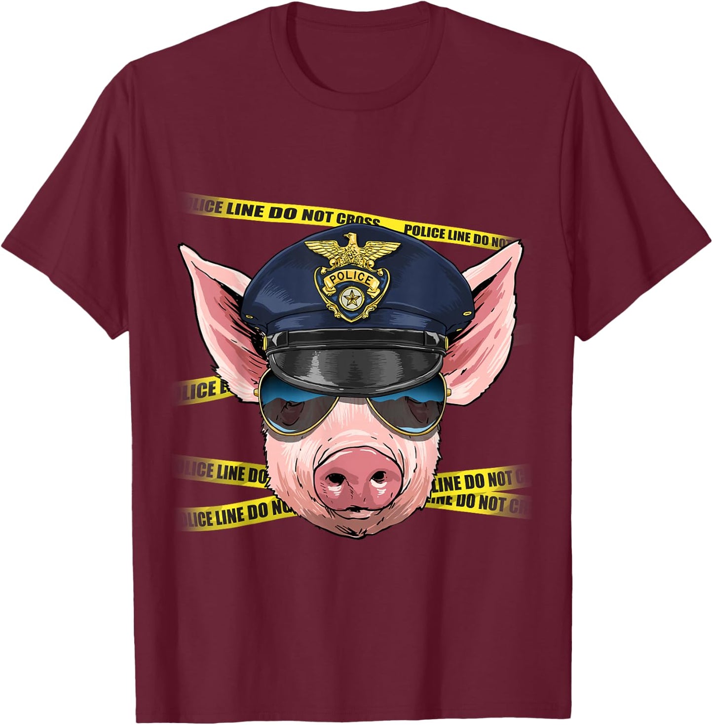Pig Police Farmer Pig Farm Animal Lover T-Shirt - T-Shirt | Maroon