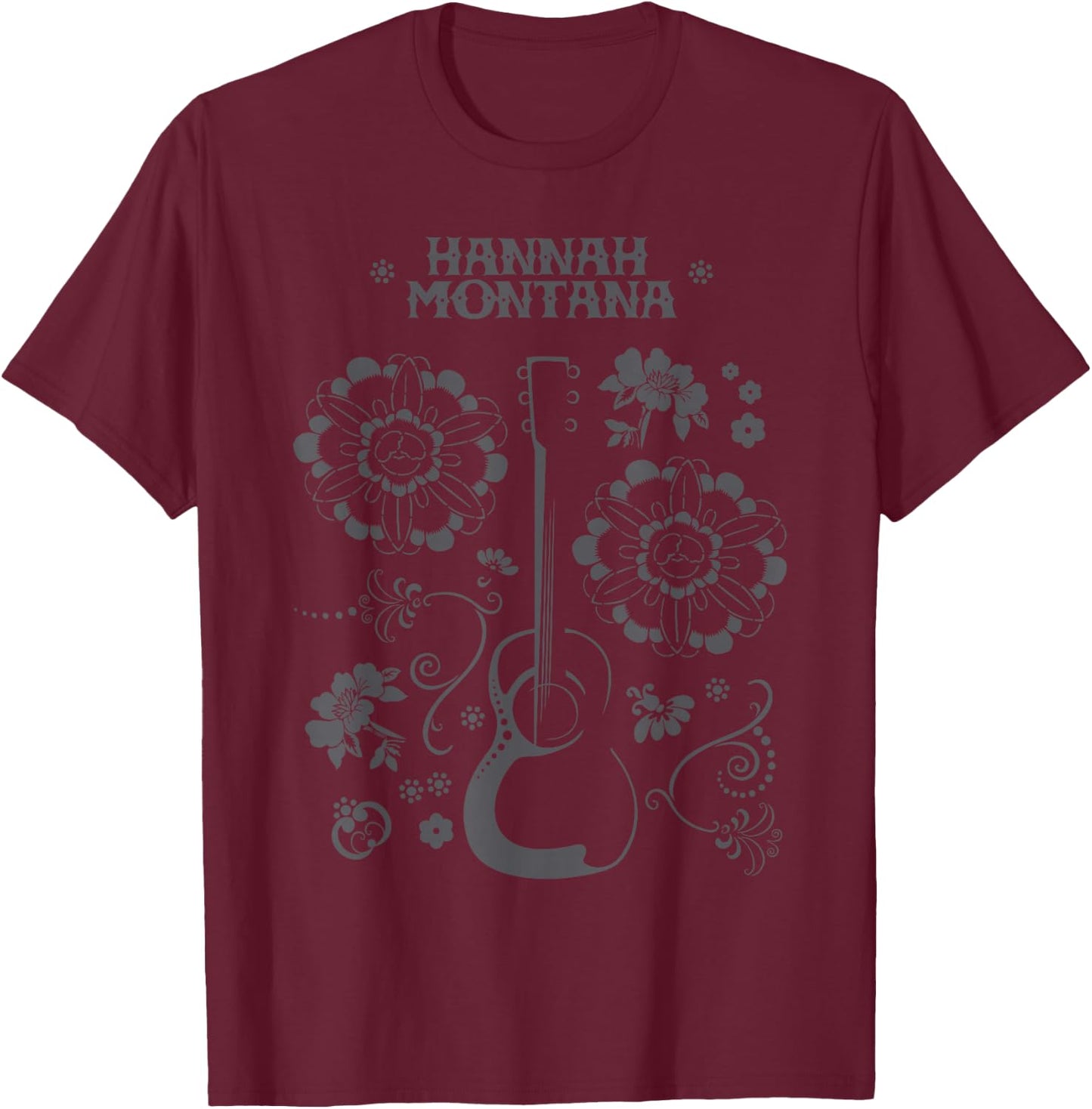 Disney Channel Hannah Montana Floral Guitar Small T-Shirt - T-Shirt | Maroon