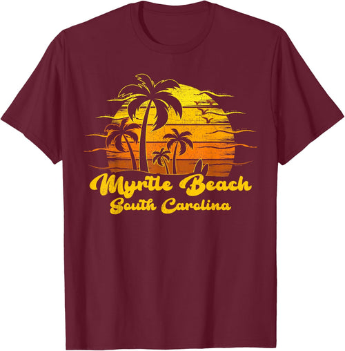 Vintage Retro Palm Tree Sunset South Carolina Myrtle Beach Women Kids