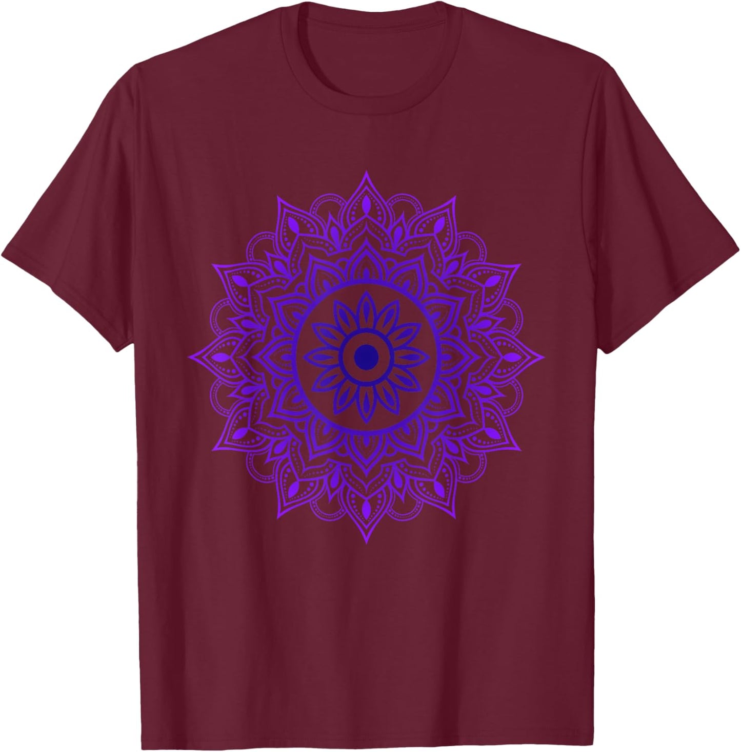 Purple Mandala Pattern Meditation Colorful Geometric Shapes T-Shirt - T-Shirt | Maroon