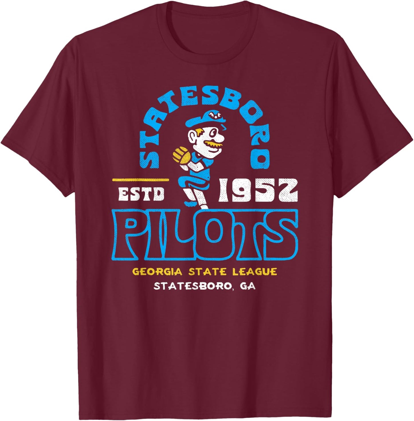 Statesboro Pilots Georgia Vintage Defunct Baseball T-Shirt - T-Shirt | Maroon