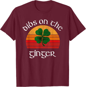 Funny Ginger St Patricks Day Retro Dibs On The Ginger T-Shirt - T-Shirt | Maroon