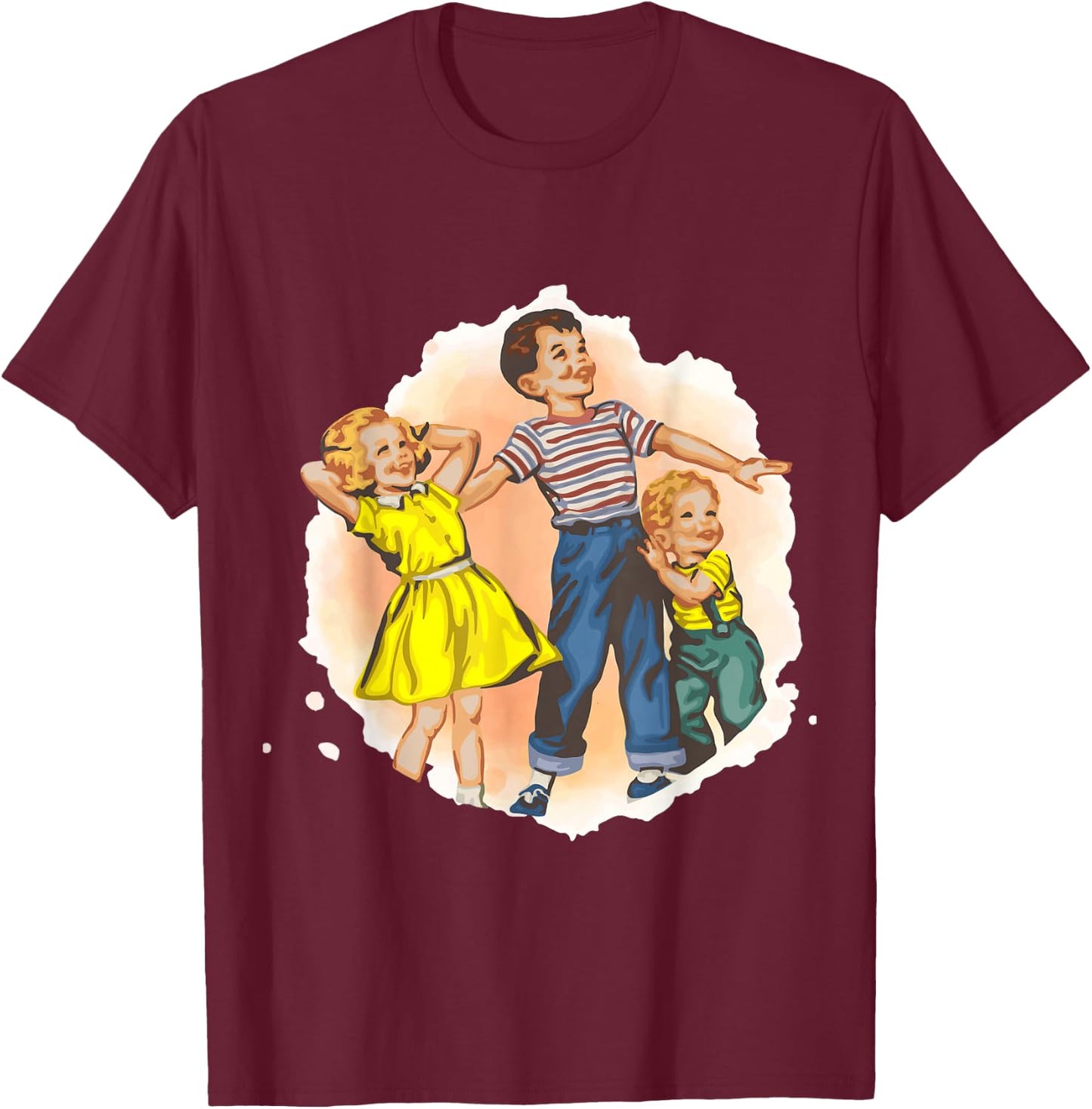 Dick and Jane with Baby T-Shirt - T-Shirt | Maroon