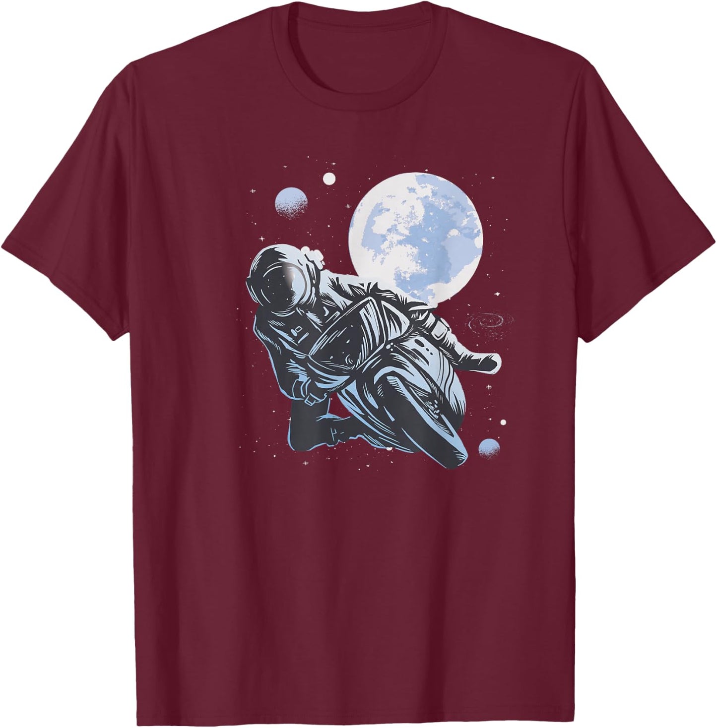 Space Motorcycle Journey Cosmic Night Sky T-Shirt - T-Shirt | Maroon