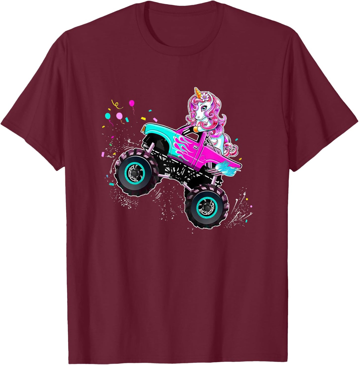 Unicorn Drive a Monster Truck -Unicorn Birthday Daughter T-Shirt - T-Shirt | Maroon