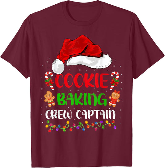 Funny Baker Santa Cookie Baking Crew Captain Christmas T-Shirt - T-Shirt | Maroon