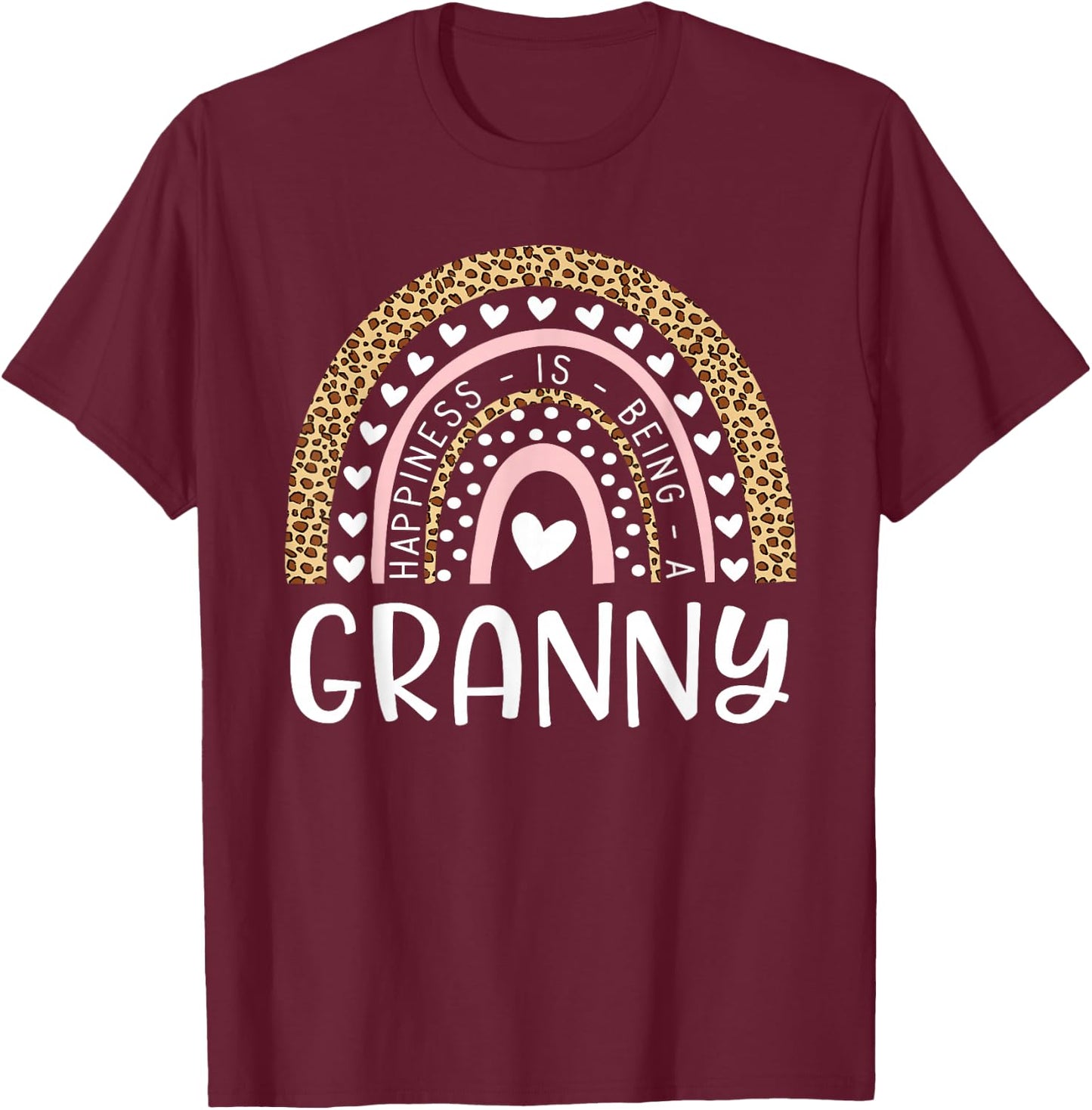 New Granny Announcement Rainbow Happiness Is Being A Granny T-Shirt - T-Shirt | Maroon