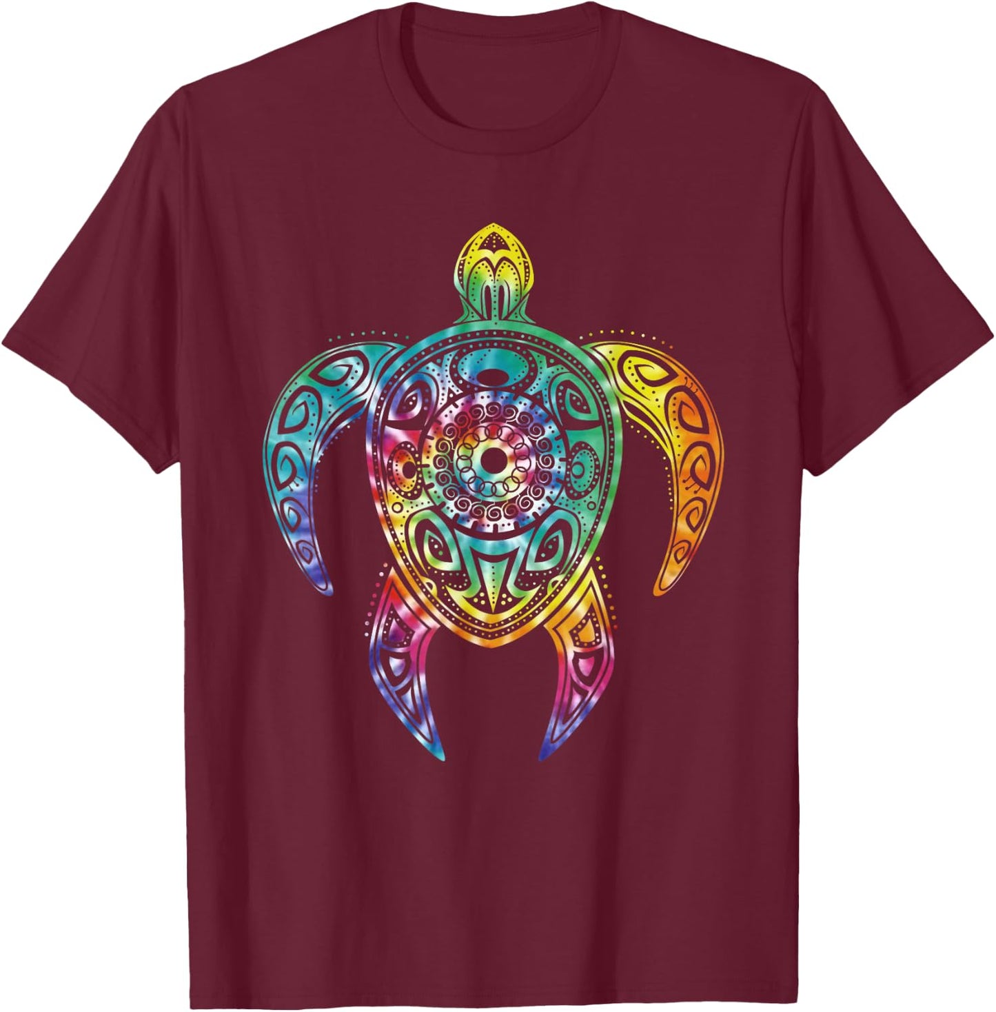 Colorful Turtle Watercolor Maori Ocean Scuba T-Shirt - T-Shirt | Maroon