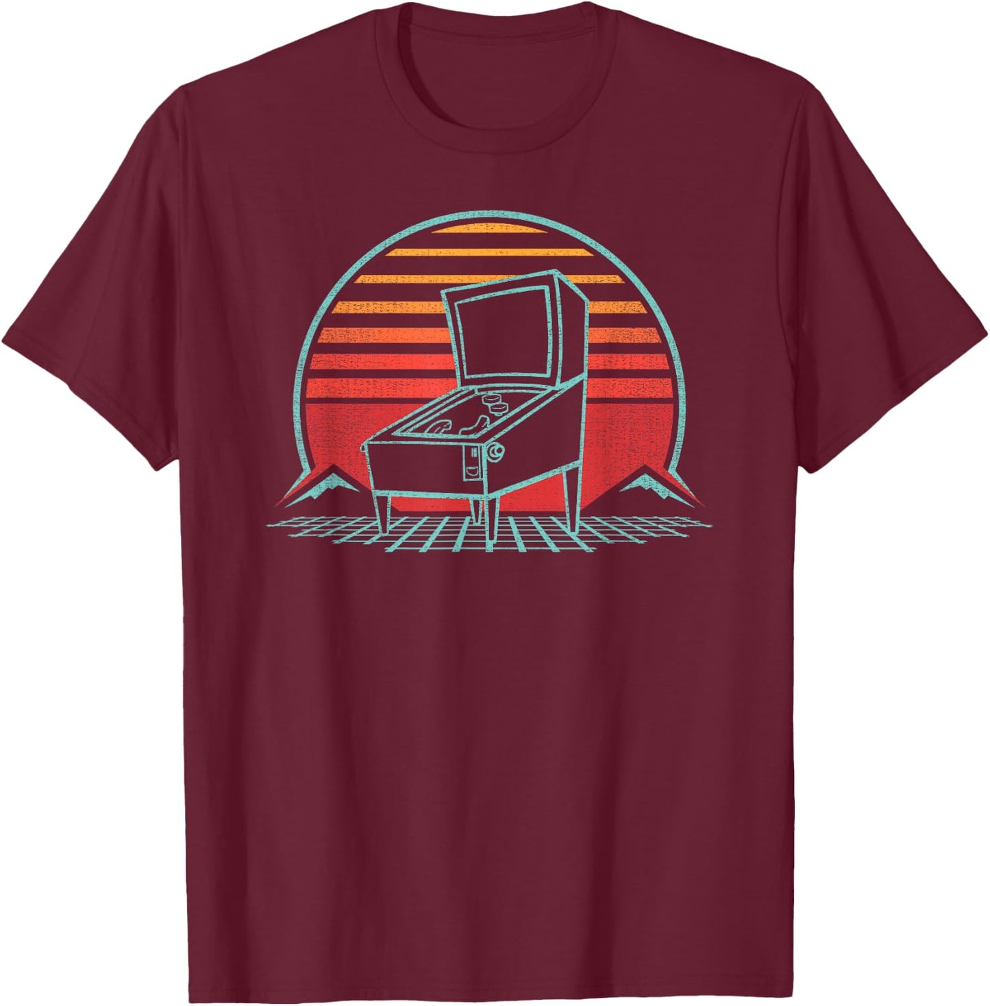 Pinball Machine Retro Vintage 80s Style T-Shirt - T-Shirt | Maroon
