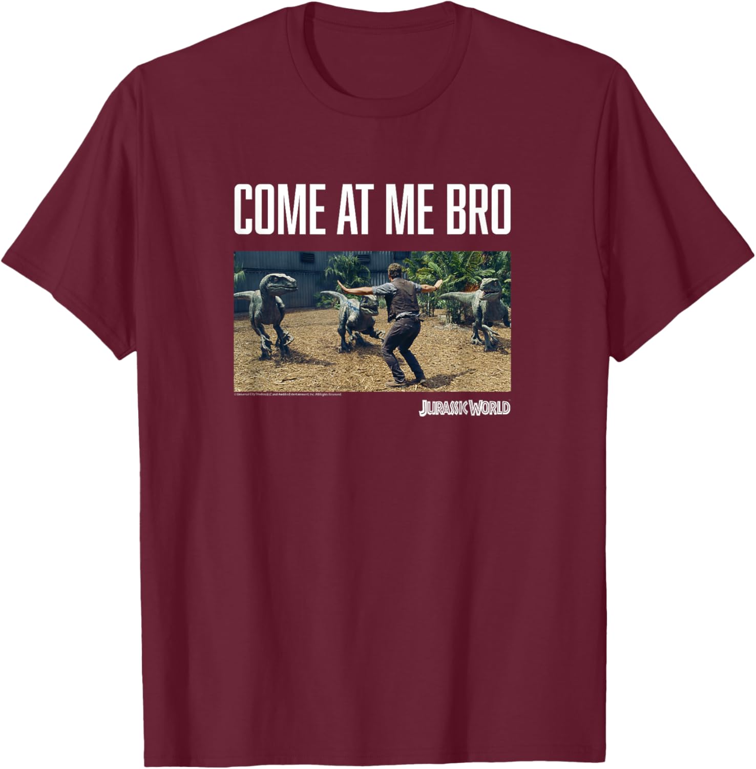 Jurassic World Owen Grady & Velociraptors Come At Me Bro T-Shirt - T-Shirt | Maroon