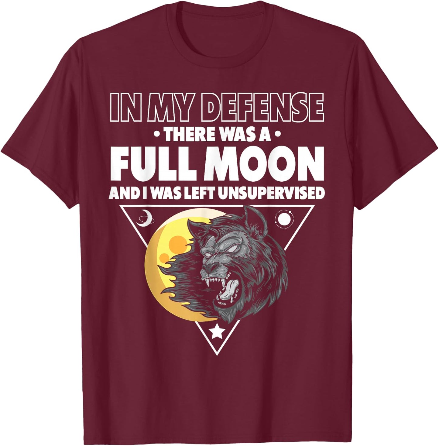 Werewolf Full Moon Werewolf T-Shirt - T-Shirt | Maroon