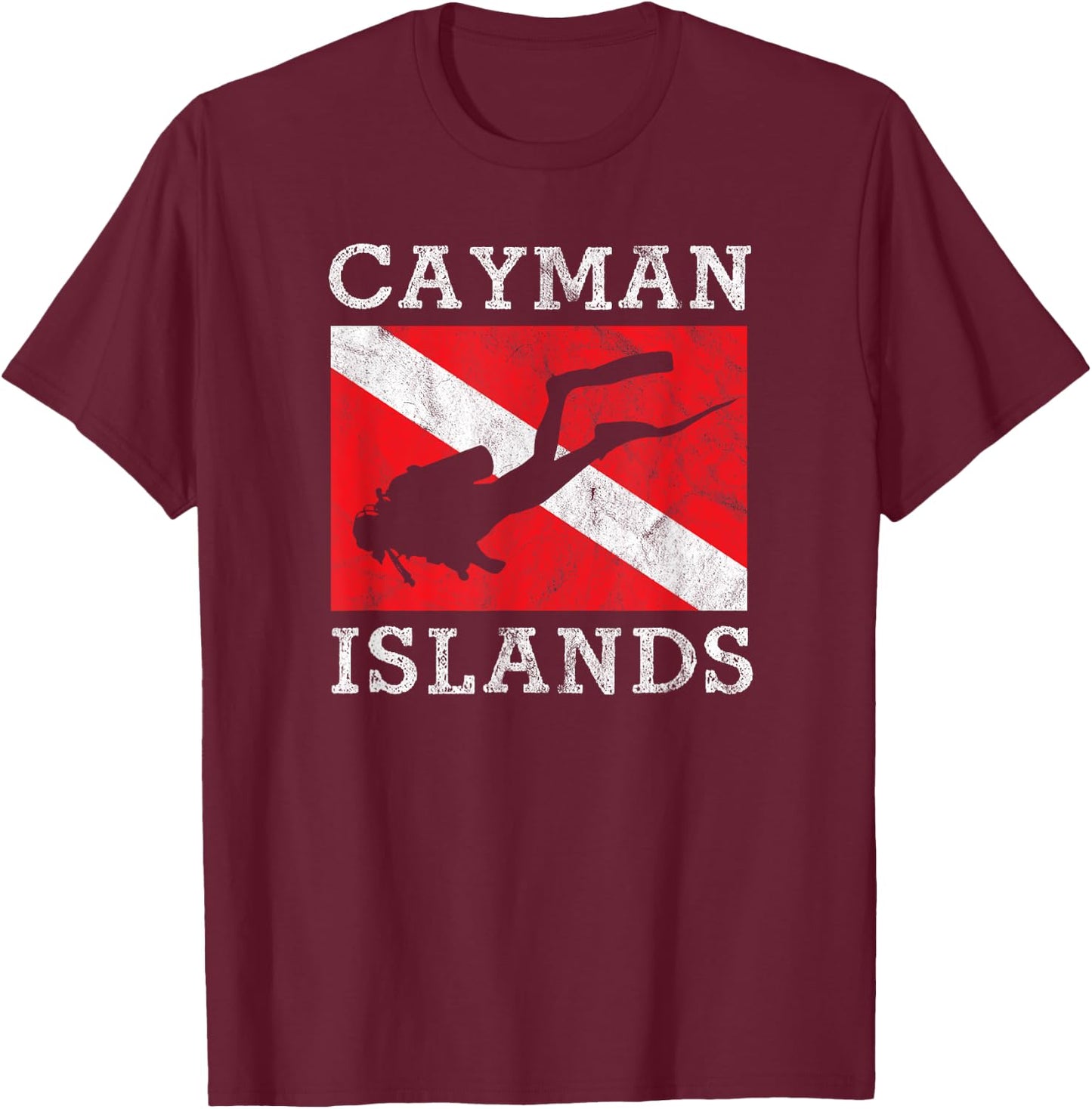 Retro Scuba Diver Grand Cayman Islands Scuba Diving T-Shirt - T-Shirt | Maroon