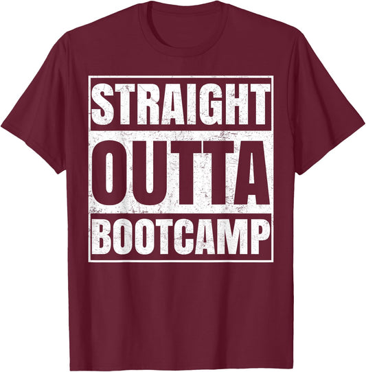 Straight Outta Boot Camp Funny Training T-Shirt - T-Shirt | Maroon