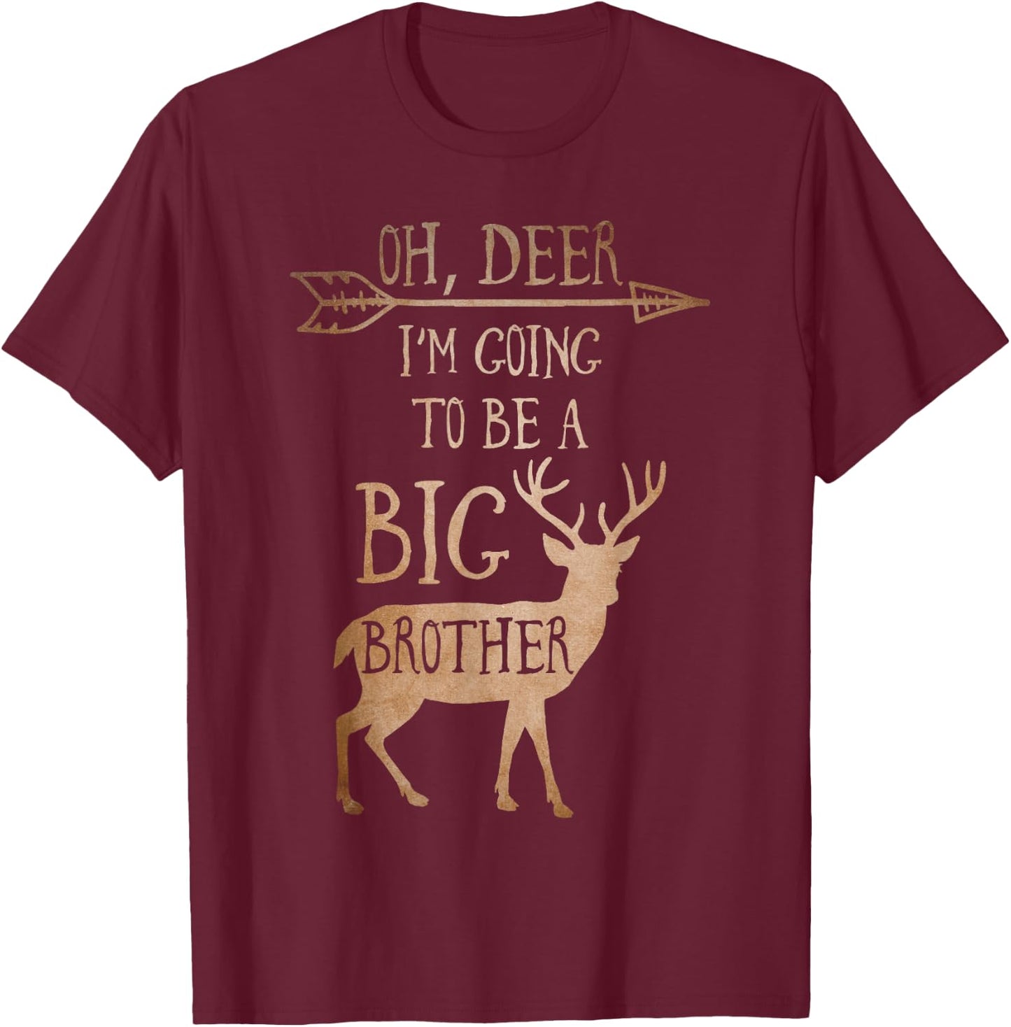 Oh Deer Im Going to Be a Big Brother Christmas T-Shirt - T-Shirt | Maroon