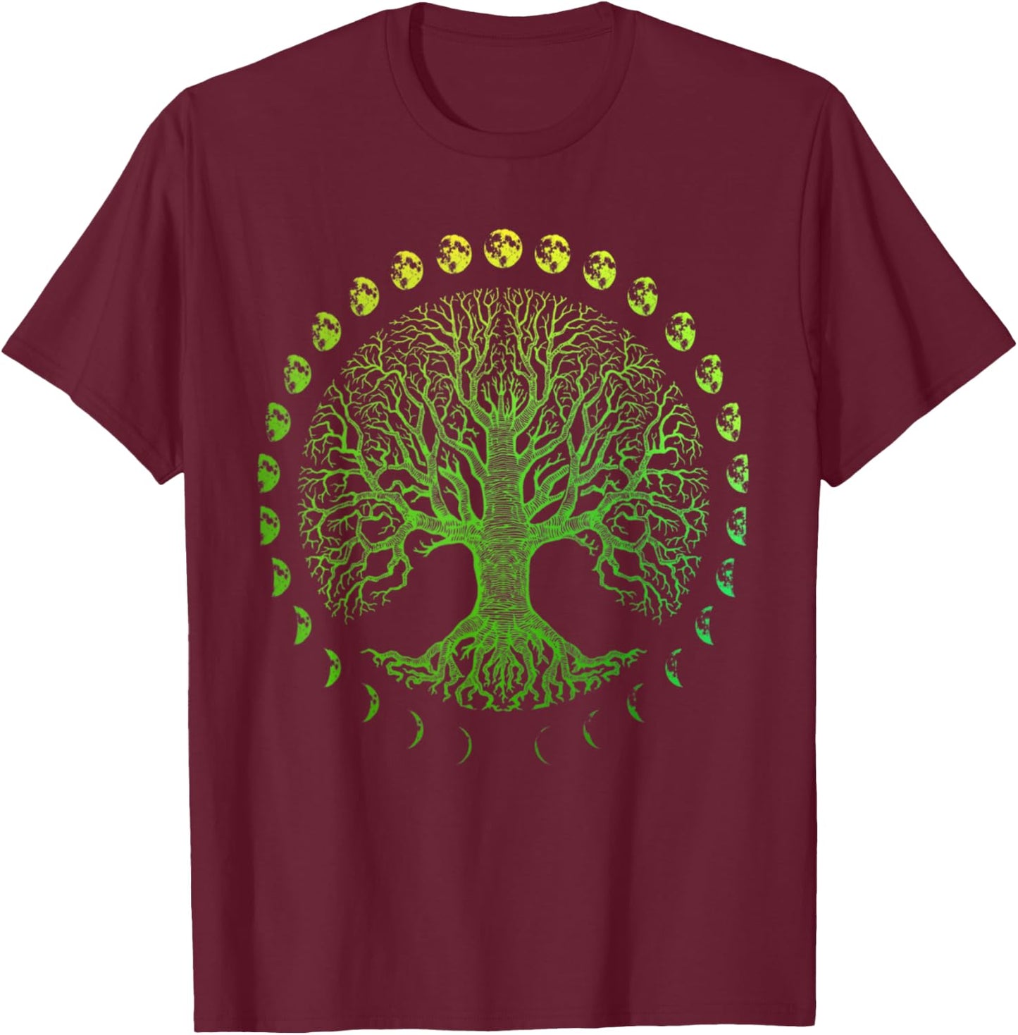 Tree of Life Phases of the Moon Gift - Earth Day T-Shirt - T-Shirt | Maroon