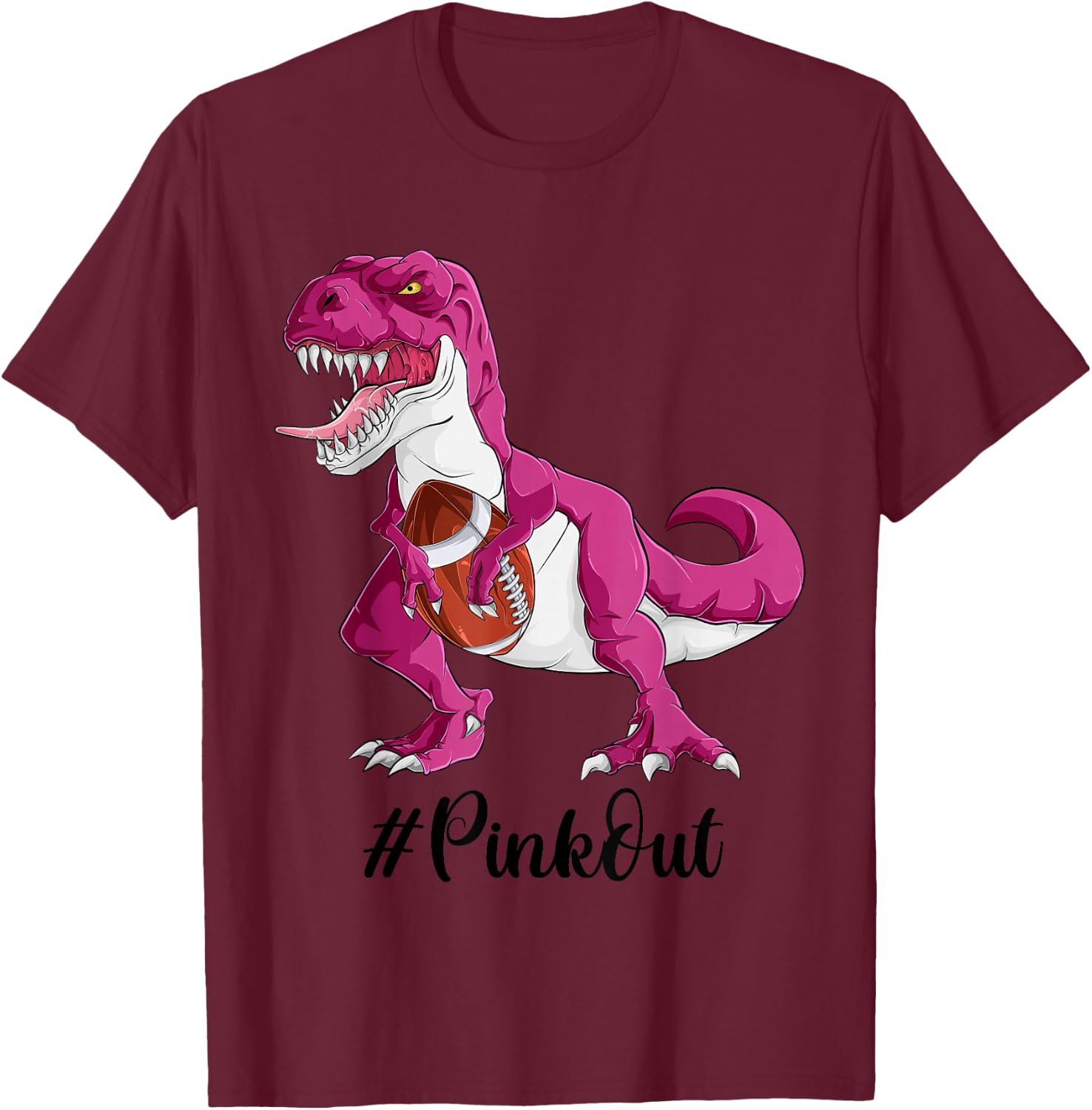 Pink Dinosaur Football Shirt Boys, Pink Out Breast Cancer T-Shirt - T-Shirt | Maroon