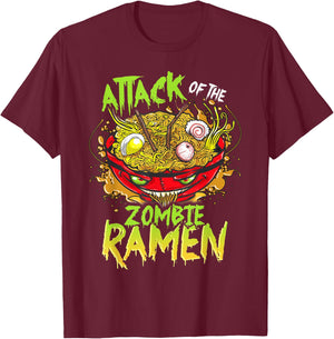 Scary Halloween Zombie Ramen Anime T-Shirt - T-Shirt | Maroon