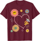 Love Heart Groovy Gigi Mother's Day Women Hippie 70's Style T-Shirt - T-Shirt | Maroon