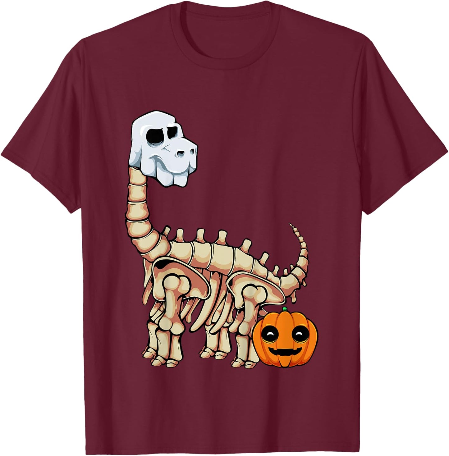 Kids Dinosaur Skeleton Ghost Lazy Halloween Costume Brontosaurus T-Shirt - T-Shirt | Maroon