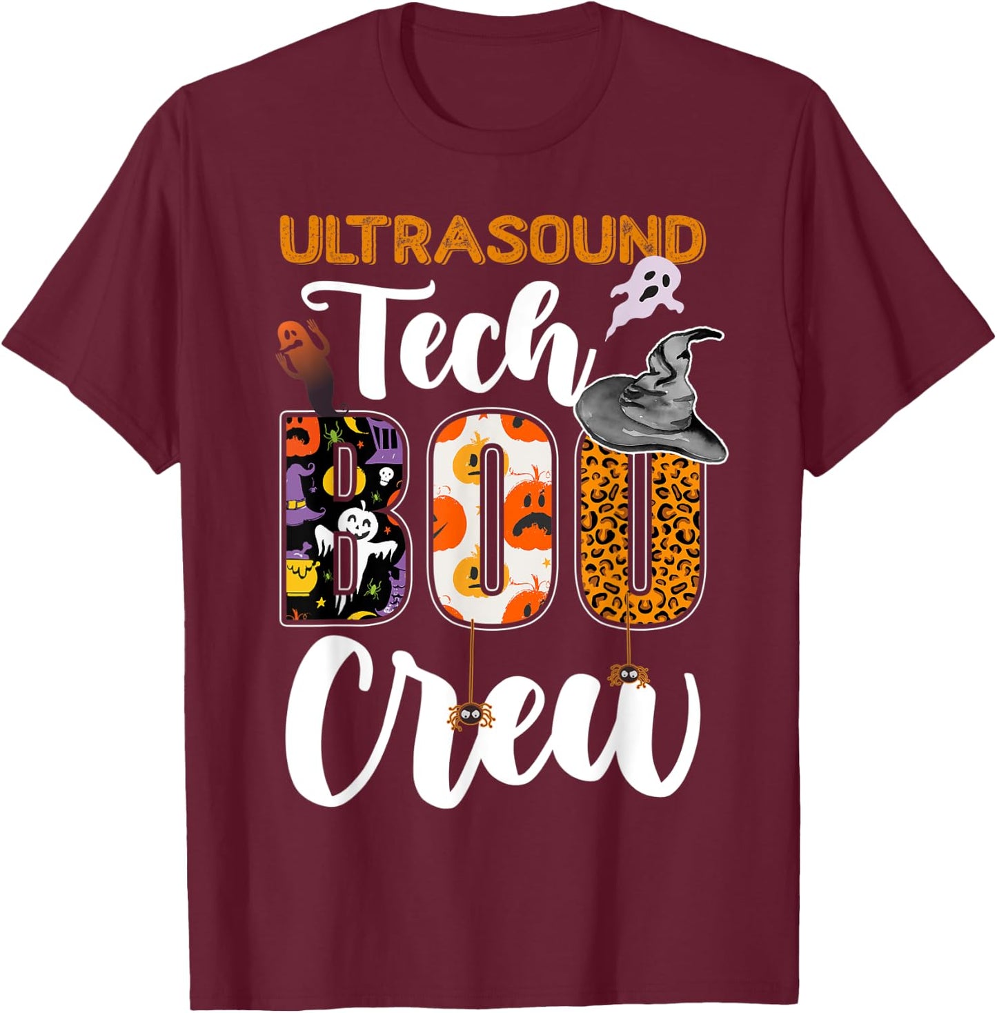 Ultrasound Tech Boo Crew Funny Halloween Technician Matching T-Shirt - T-Shirt | Maroon