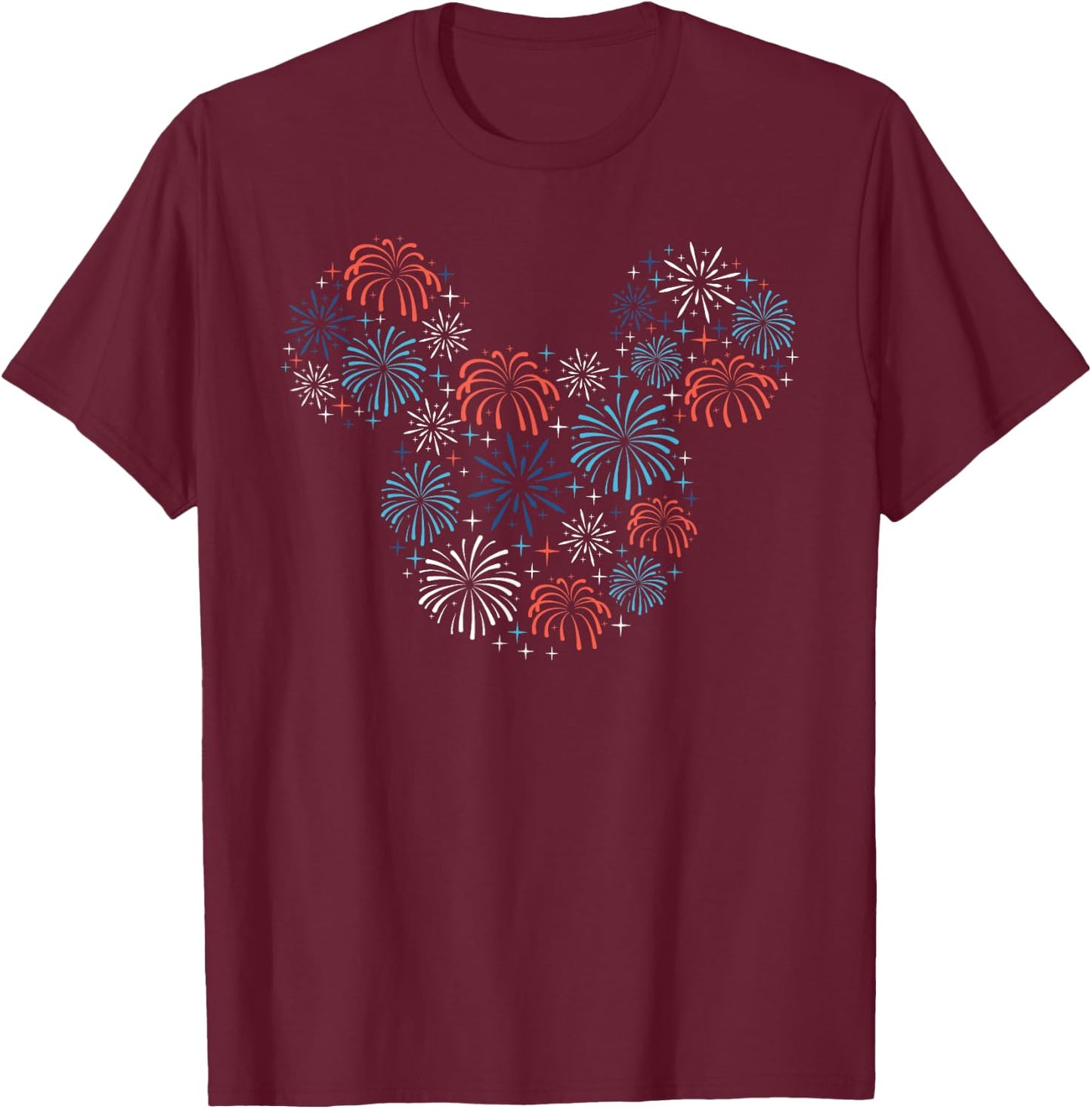Disney Mickey Mouse Fireworks Americana T-Shirt - T-Shirt | Maroon