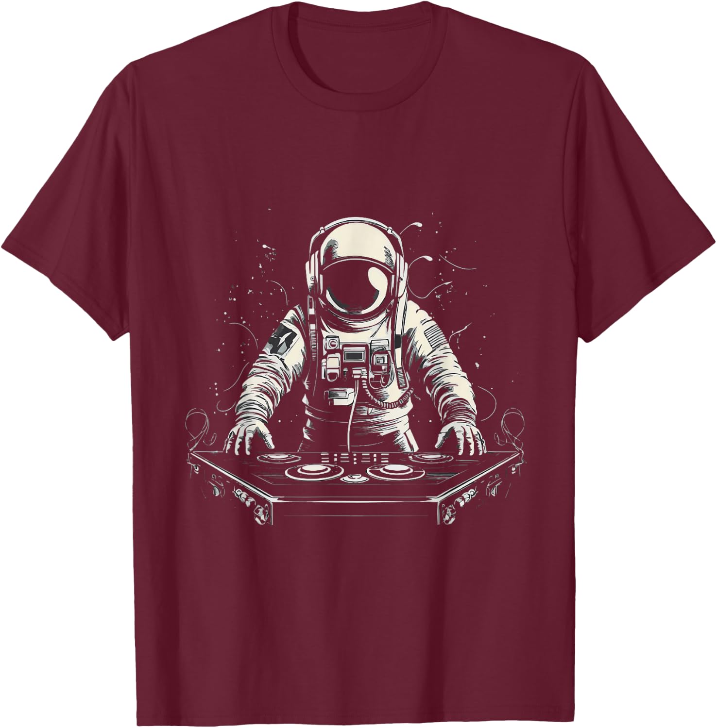 Astronaut DJ In Space T-Shirt - T-Shirt | Maroon