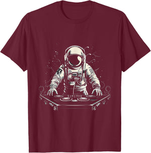 Astronaut DJ In Space T-Shirt - T-Shirt | Maroon