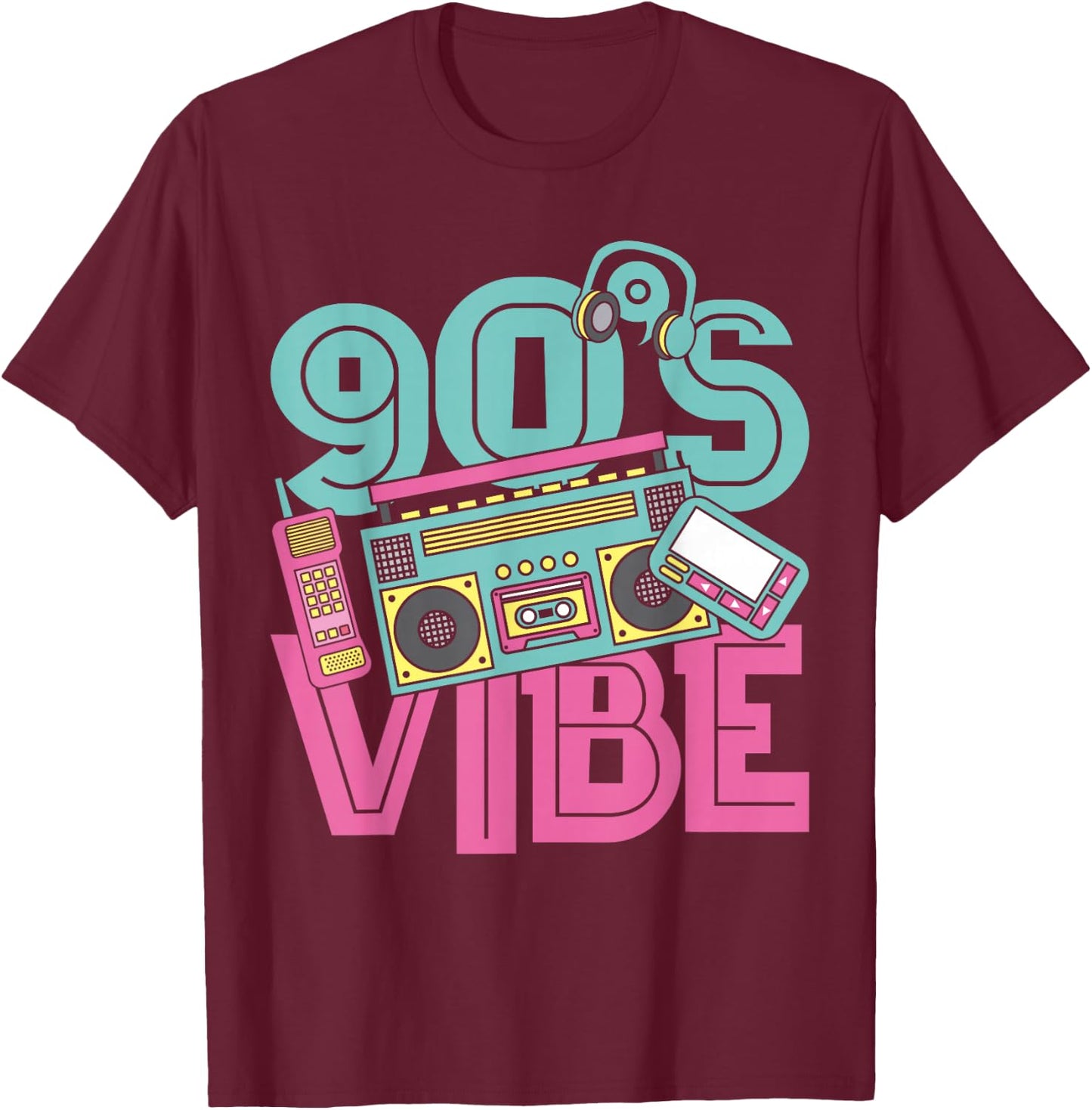 90s Vibe Vintage 1990s Music 90s Costume Party Nineties T-Shirt - T-Shirt | Maroon