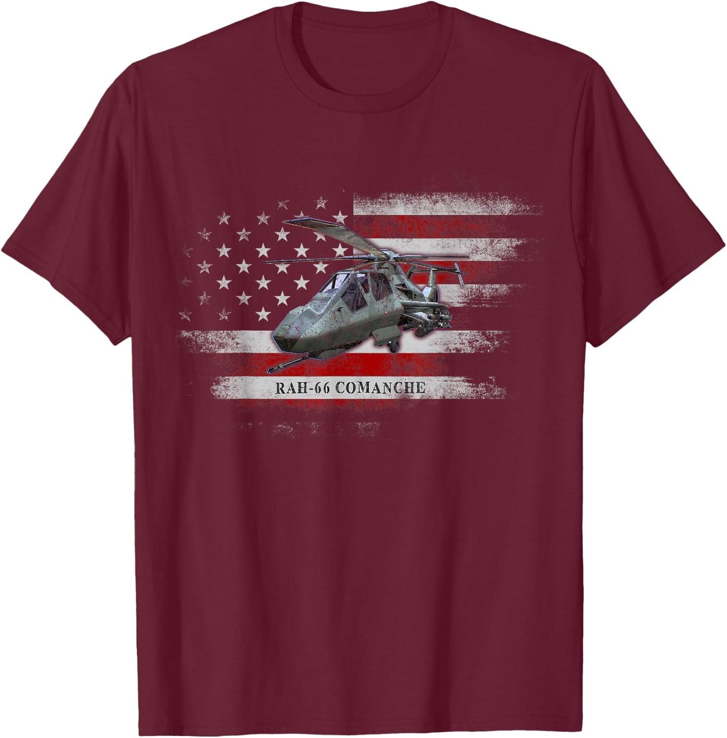 RAH-66 Comanche Helicopter USA Flag Helicopter Pilot Gifts T-Shirt - T-Shirt | Maroon