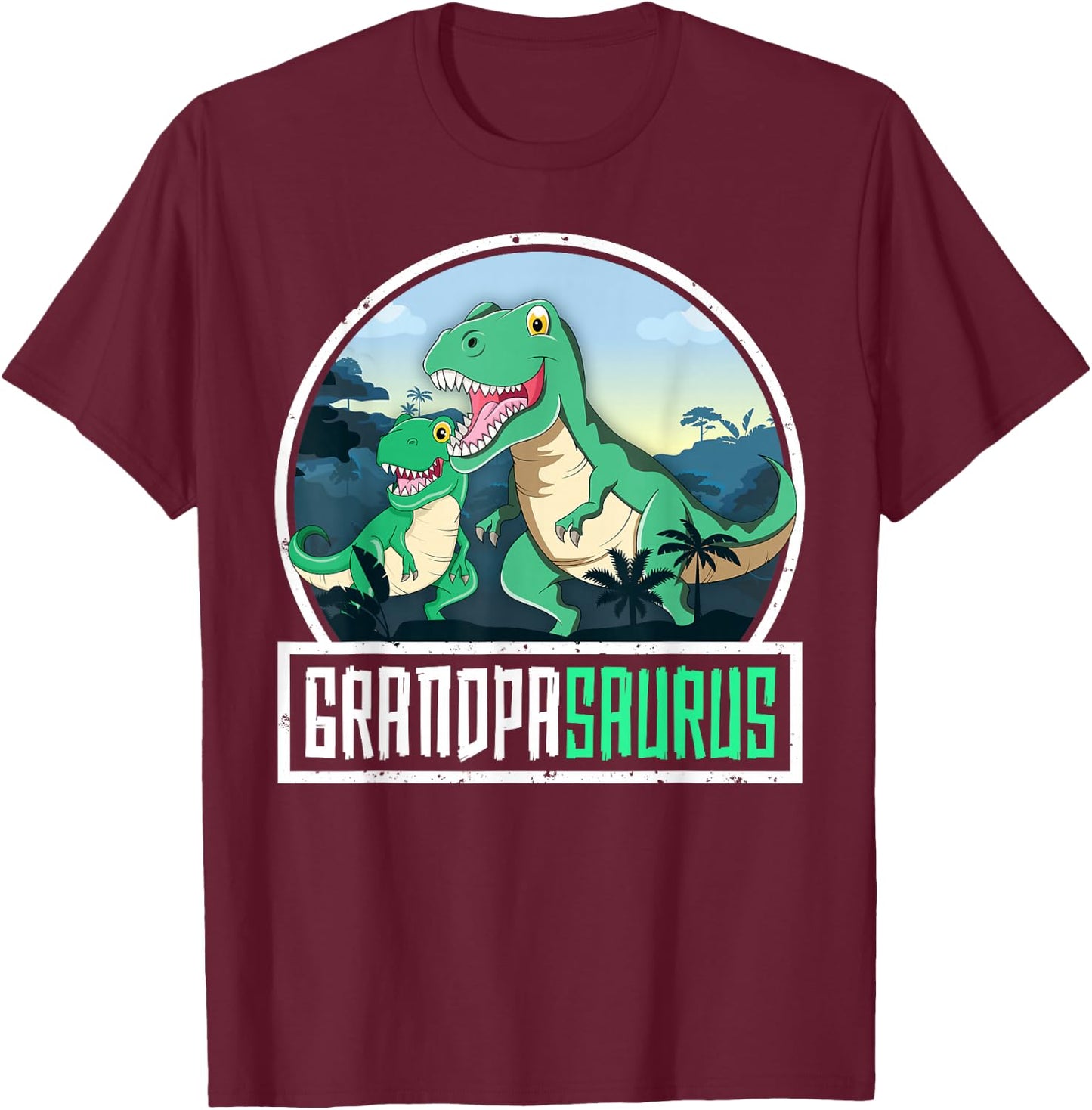 Grandpasaurus T-Rex Dinosaur Saurus Grandpa Matching Family T-Shirt - T-Shirt | Maroon
