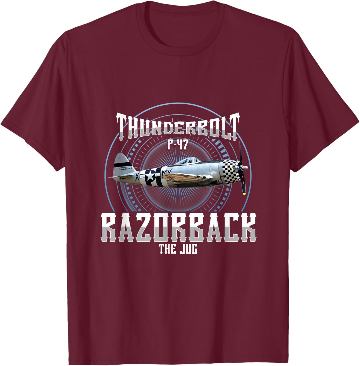 P-47 Thunderbolt WWII Airplane T-Shirt - T-Shirt | Maroon