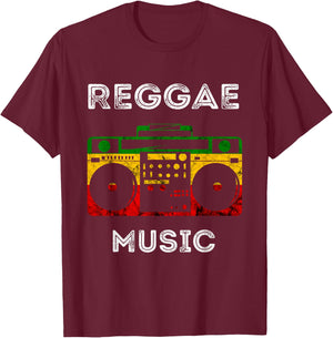 Reggae Boombox Music Rastafarian Rasta Music Box Peace T-Shirt - T-Shirt | Maroon