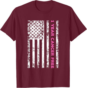 1 Year Breast Cancer Free Survivor T-Shirt - T-Shirt | Maroon