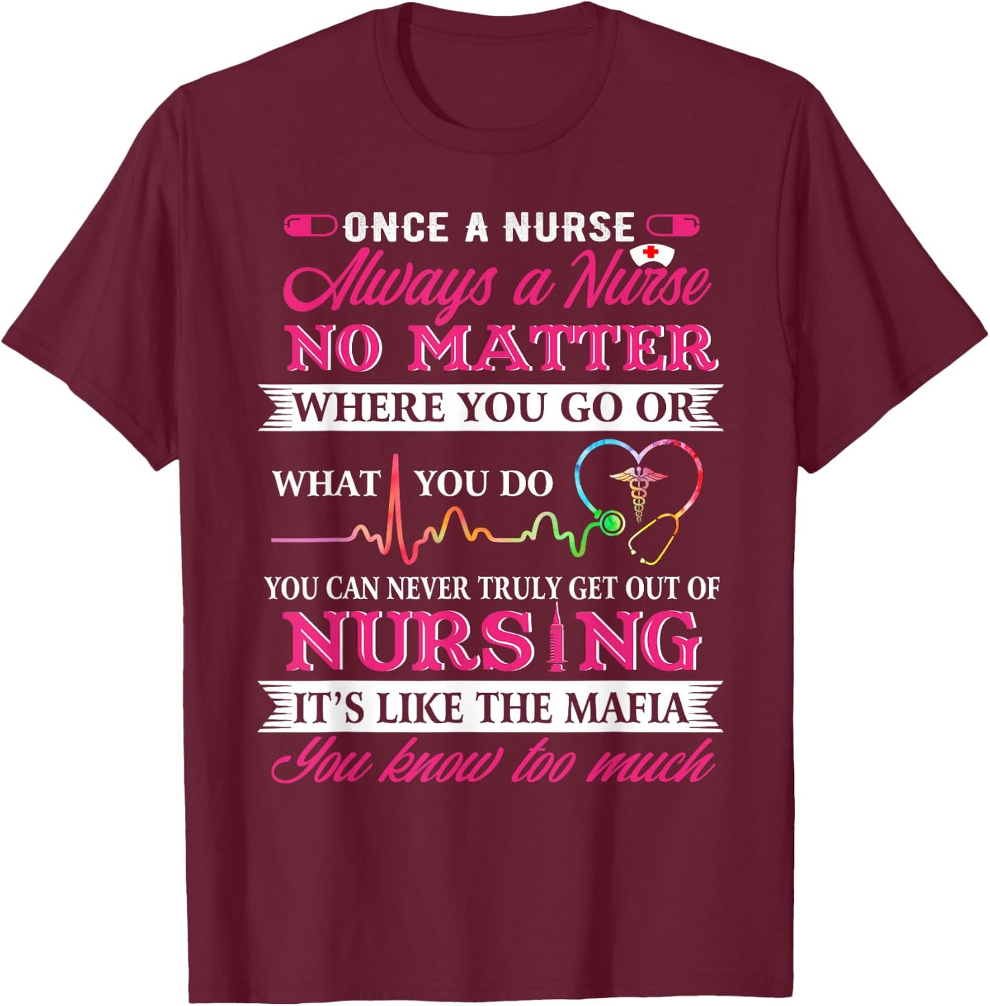 Once A Nurse Always A Nurse - Nurse Day Shirt T-Shirt - T-Shirt | Maroon
